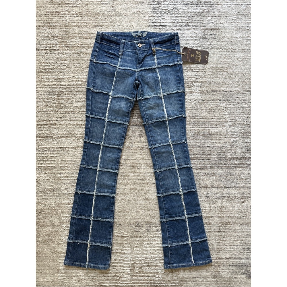 Zana Di Jeans Women Blue Sz 5 Patchwork Flare Leg 90s Y2k Raw Stitch Vintage NWT
